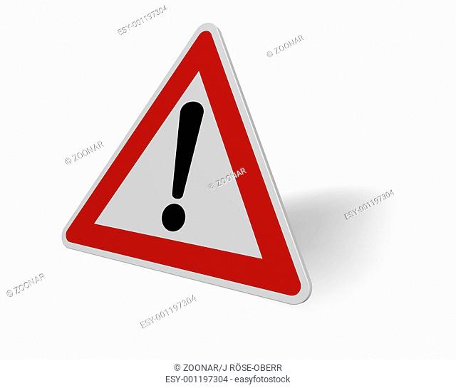 traffic sign hazardous point on a white background - 3d illustration