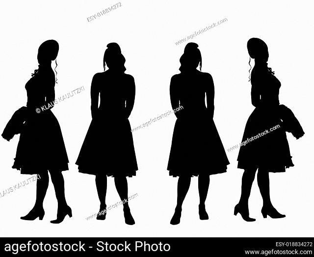 Junge Frau im schicken Kleid -Silhouette