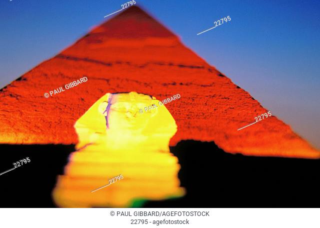 Sphinx and Pyramid. Giza. Egypt