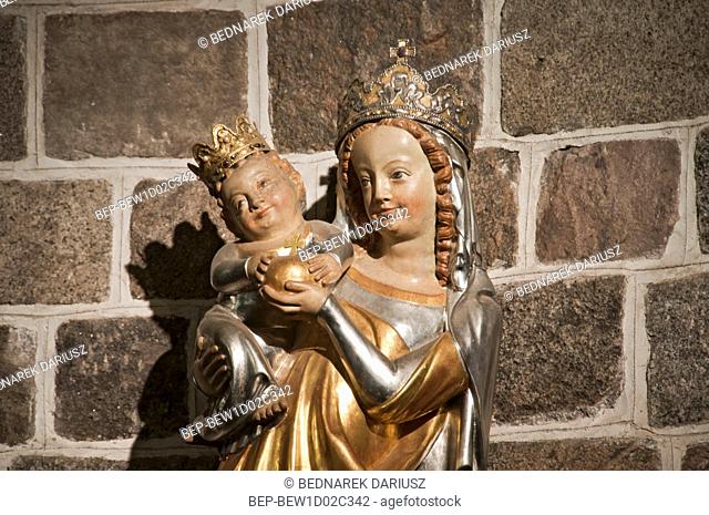 Mother Mary and Baby Jesus Statue in Church of the Blessed Virgin Mary - Basilica Minor. Inowroclaw, Kuyavian-Pomeranian Voivodeship, Poland