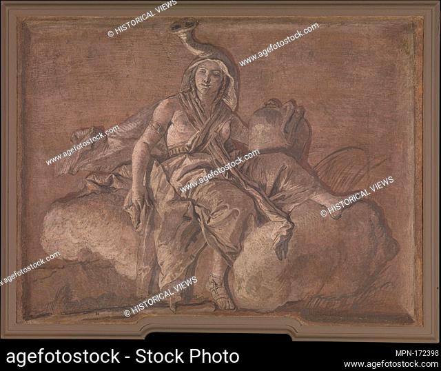 Africa. Artist: Giovanni Domenico Tiepolo (Italian, Venice 1727-1804 Venice); Medium: Fresco, transferred to canvas; Dimensions: 32 1/4 x 42 3/4 in