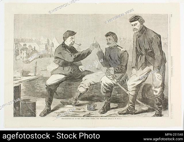 Thanksgiving Day in the Army—After Dinner: The Wish Bone - published December 3, 1864 - Winslow Homer (American, 1836-1910) published by Harper's Weekly...