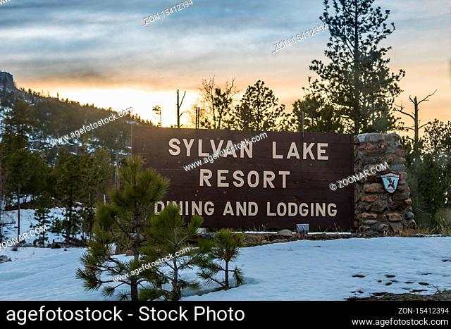 Custer SP, SD, USA - May 24, 2019: The Sylvan Lake Resort Dining and Lodging