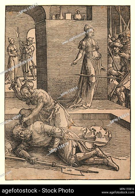 Jael Killing Sisera, without ornamental frame. Artist: Lucas van Leyden (Netherlandish, Leiden ca. 1494-1533 Leiden); Date: 1517; Medium: Woodcut; Dimensions:...