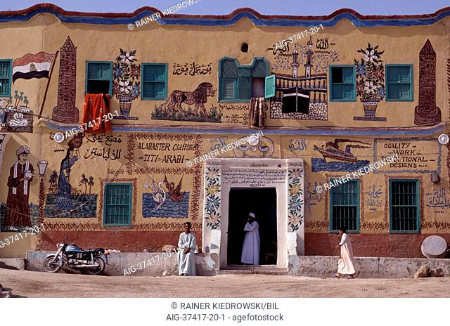 Colorful house in Kurna (Gurna, Qurna, Qurnah), Egypt