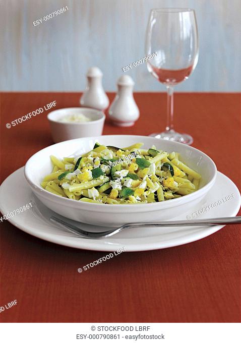 Pennette primavera Pasta with spring vegetables, Italy