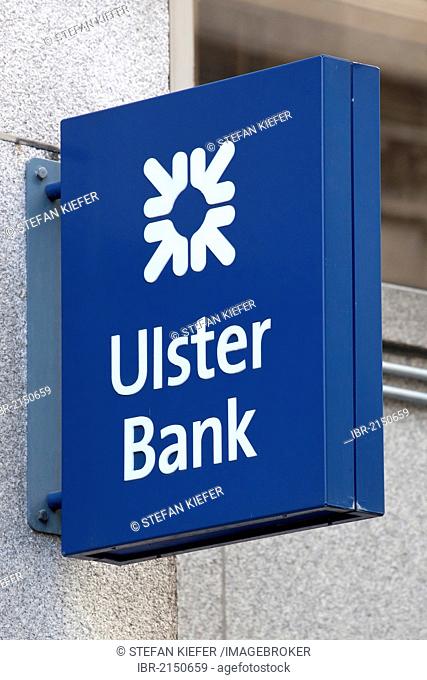 Logo of the Ulster Bank in the financial district in Dublin, Ireland, Europe