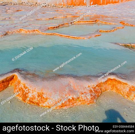 unique abstract in  pamukkale turkey asia the old calcium bath and travertine water