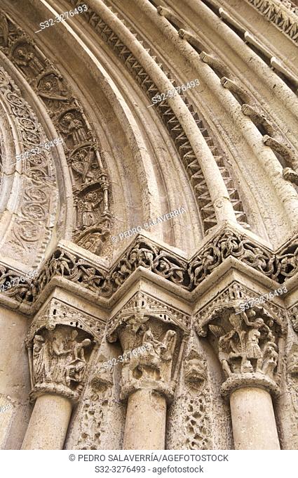 Detail of Romanesque door Almoina, XIII century, in the cathedral of Valencia, Spain