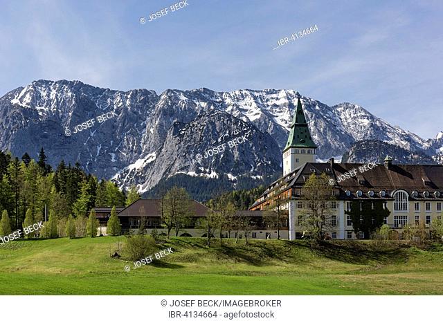 Schloss Elmau castle hotel, venue of the G7 summit in 2015, Klais, Wetterstein, Werdenfelser Land, Upper Bavaria, Bavaria, Germany