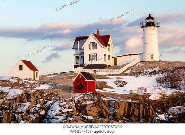 Late afternoon light at Cape Neddick Lighthouse also known as Nubble Light in York, Maine