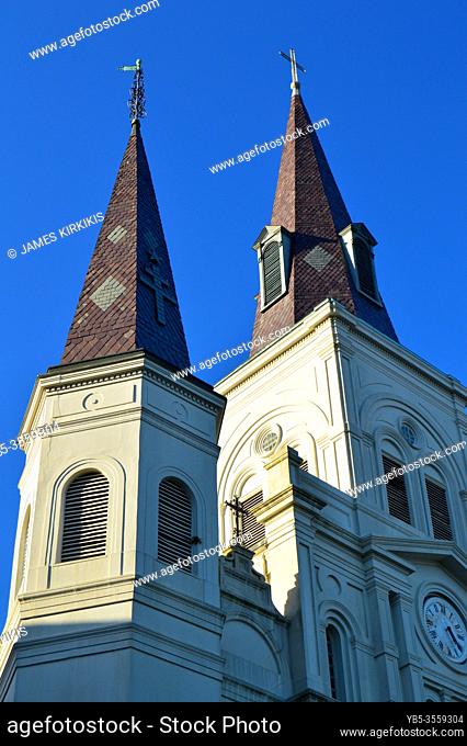 Two spires of the St Louis Cathedral in New Orleans