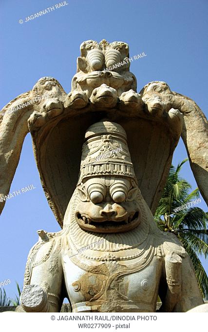 Ugra Narsimha idol , Hampi Vijayanagar ruins , Karnataka , India