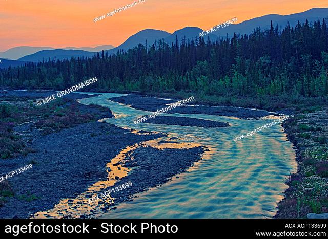 Sunrise on the Deazadeash River. Haines Road. Haines Junction Yukon Canada