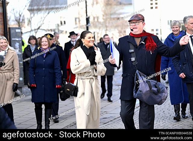 Crown Princess Victoria during a city walk. Crown Princess Victoria participates in Norrtalje's 400th anniversary celebrations in Norrtalje, Sweden, March 29