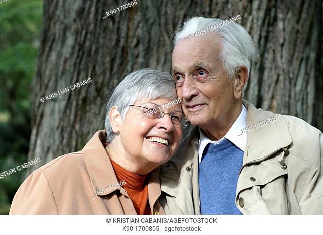 Senior caucasian couple, looking happy, Hamburg, Germany, Europe