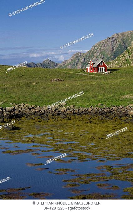 Norwegian house near Nyksund, Langoeya Island, Vesteralen, Norway, Scandinavia, Europe