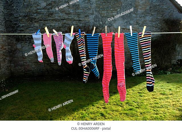 colourful socks on washing line