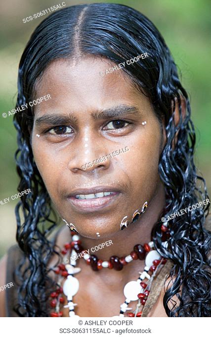 An aboriginal lady at the Tjapukai Aboriginal Park near Cairns, Queensland, Australia