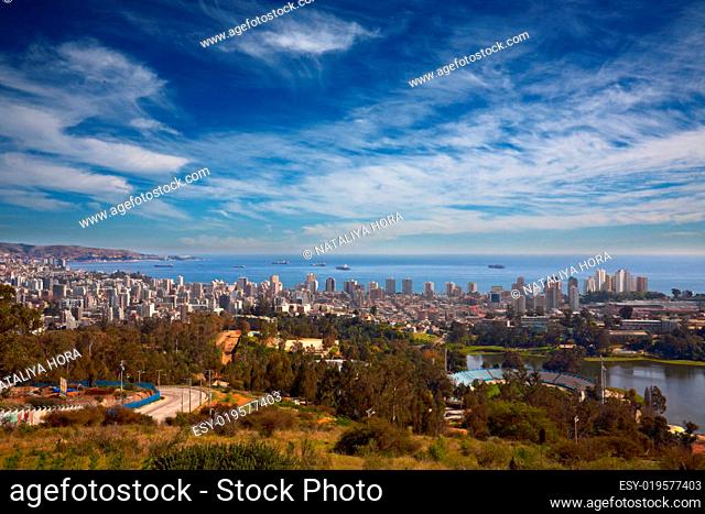 view on Vina del Mar and Valparaiso, Chile