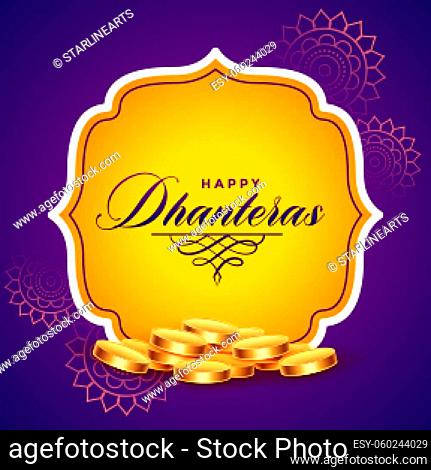 happy dhanteras background with golden coins design