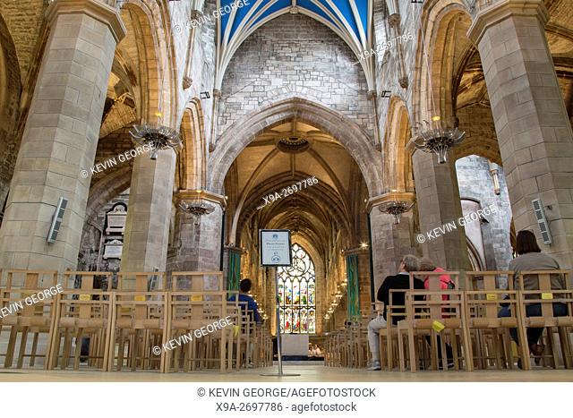 Nave of St Giles Cathedral Church, Edinburgh; Scotland