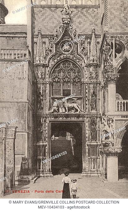 Venice, Italy - The Porta della Carta at the Doge's Palace
