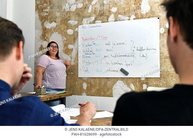 Lecturer Ferda Zelttuch during an intensive German lesson at her private language school 'Sprachmafia' ('Lanugage Mafia') in Berlin, Germany, 27 June 2016