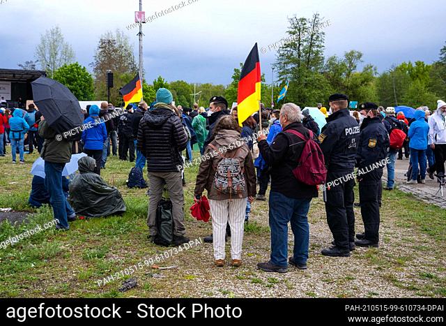 15 May 2021, Bavaria, Nuremberg: Michael Ballweg from Stuttgart, founder of the Querdenken movement, gives a speech at a rally of the movement at the...