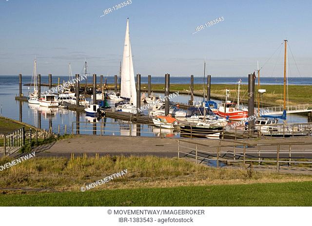 Altenbruch harbor at Elbe river near Cuxhaven, Lower Saxony, Germany, Europe