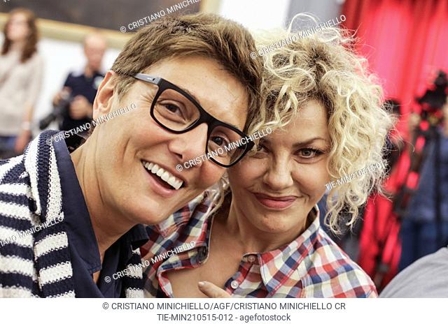 Imma Battaglia and Eva Grimaldi. Celebration Day, ceremony for the registration of the first 17 civil unions in Campidoglio . Rome. Italy 21/05/2015