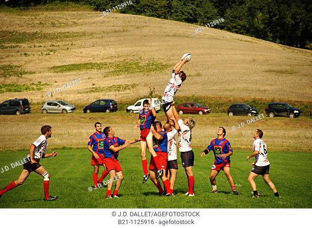 Playing rugby on the Panjas AC field, Gers, Midi-Pyrenees, France