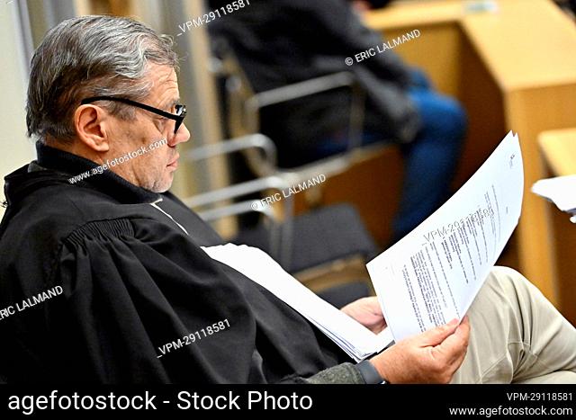 Lawyer Mathieu Oosterbosch representing the civil parties pictured during a preliminary hearing of ex-restaurant owner Martino Trotta