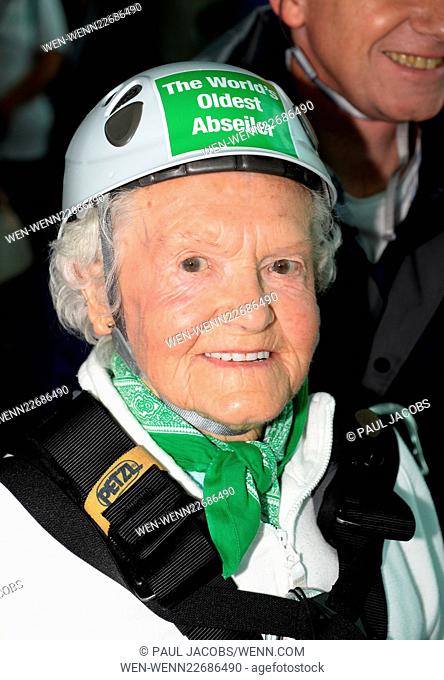 101 year old Doris Long makes a world record breaking abseil down the Portsmouth Emirates Spinnaker Tower in Hampshire. Doris Long is the oldest person to do an...