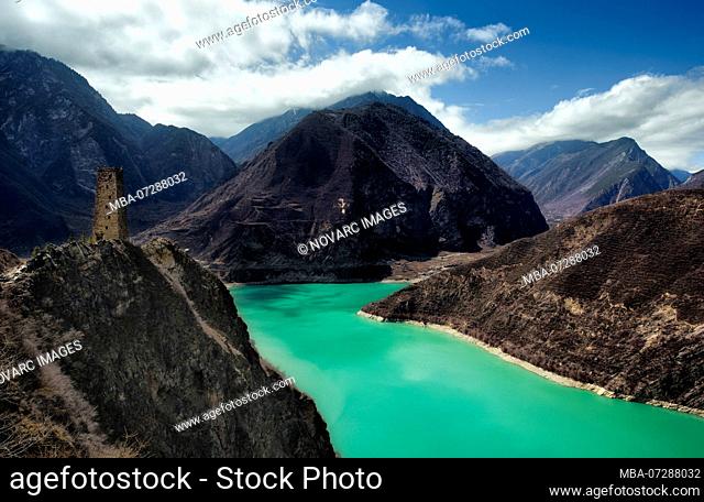 Water reservoir on the Tibetan high plateau, Northern Sichuan, China