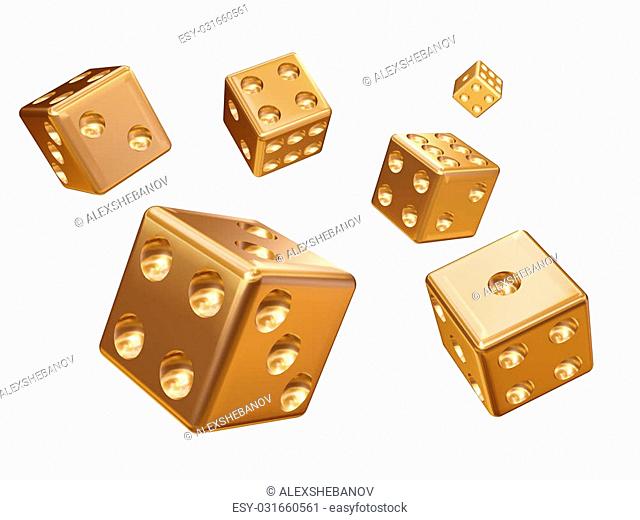 3d model of a cube for game are made from gold metal