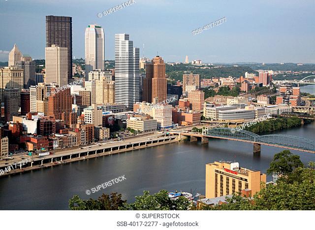 View of the Downtown Pittsburgh Skyline and the Monongahela River from Mt Washington