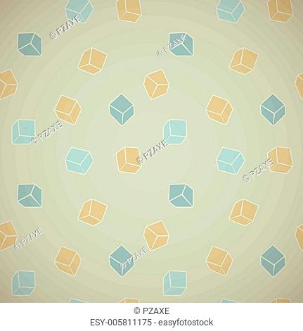 Vector abstract background - color cubes in vintage style