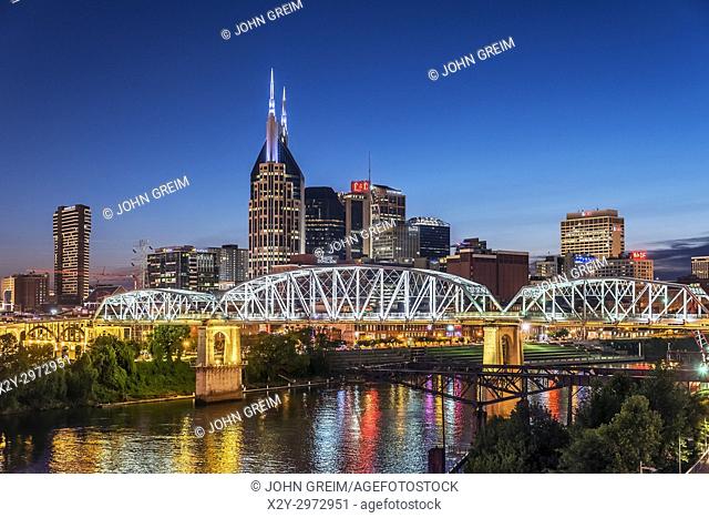 Nashville city skyline at dusk, Tennessee, USA