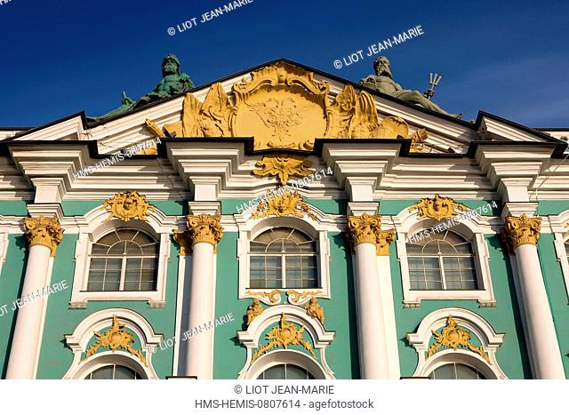 Russia, Saint Petersburg, listed as World Heritage by UNESCO, Winter Palace, hosting the Ermitage Museum, built by Bartolomeo Rastrelli (1754-1762)
