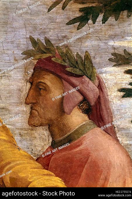 Disputa. Detail: Dante Alighieri (Fresco in Stanza della Segnatura), ca 1510-1511. Creator: Raphael (Raffaello Sanzio da Urbino) (1483-1520)
