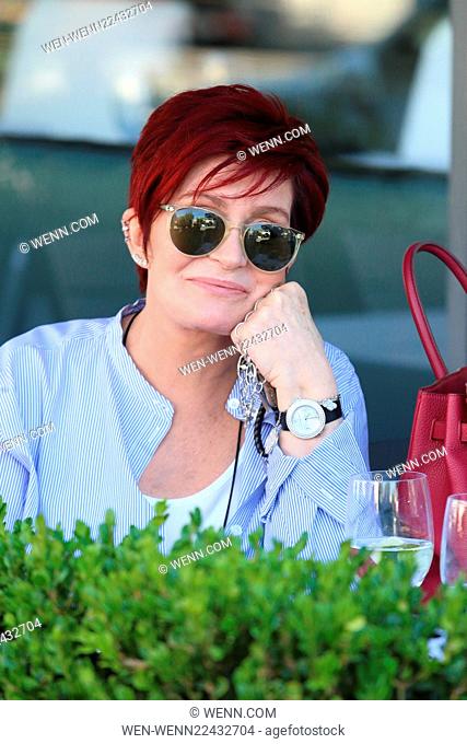 Sharon Osbourne having lunch with a friend in Beverly Hills at Petrossian, renowned for its caviar, foie gras, and smoked fish