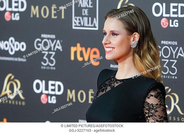 Manuela Belles attends the Spanish Cinema awards Goya 33rd edition at FIBE attends 33rd Goya Cinema Awards 2019 at Palacio de Congresos y Exposiciones FIBES on...