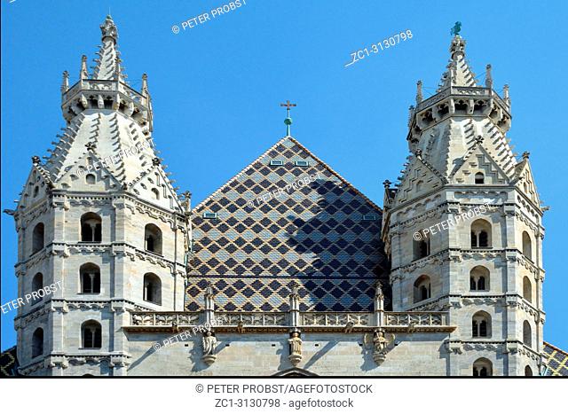 St. Stephen's Cathedral in a detailed view at the Stephansplatz in Vienna - Austria