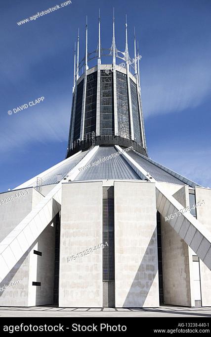 Exterior of The Metropolitan Cathedral in Liverpool, Merseyside, England, UK | Architect: Frederick Gibberd |