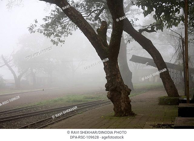 View of railway station in Monsoon Season on Hill station ; Matheran ; Maharashtra ; India