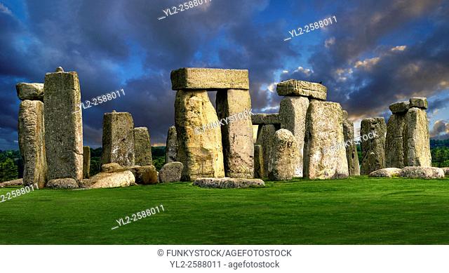 Stonehenge Neolithic ancient standing stone circle monument, Wilshire, England
