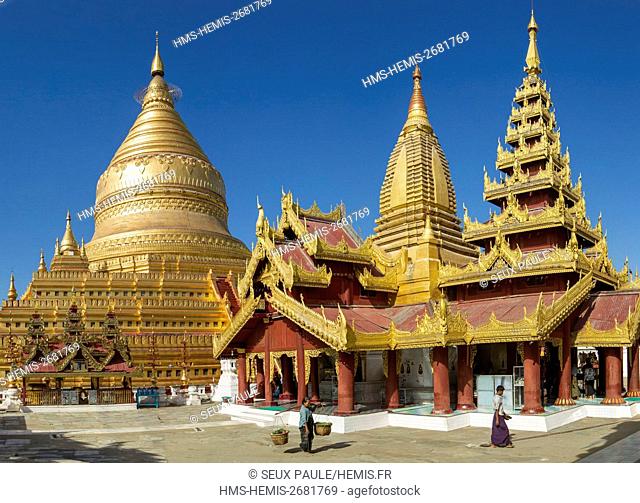 Myanmar (Burma), Mandalay district, Pagan, Shwezigon temple