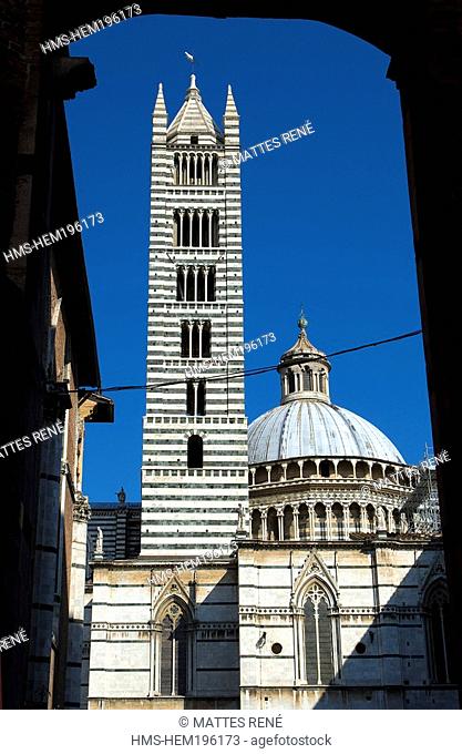 Italy, Tuscany, Siena, historic center listed as World Heritage by UNESCO, the Torre del Duomo cathedral