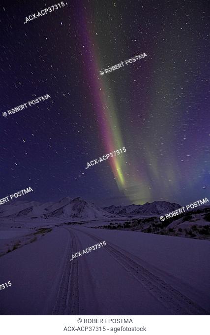 Aurora borealis or northern lights over the Dempster Highway, Yukon Territory, Canada